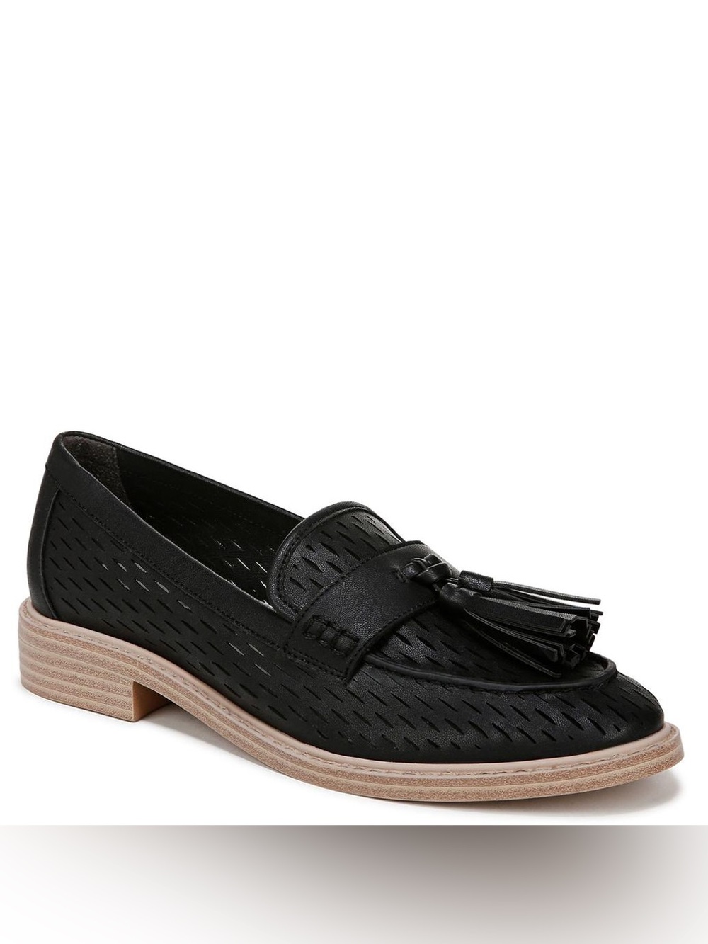 Franco Sarto Black Perforated Tassel Loafer